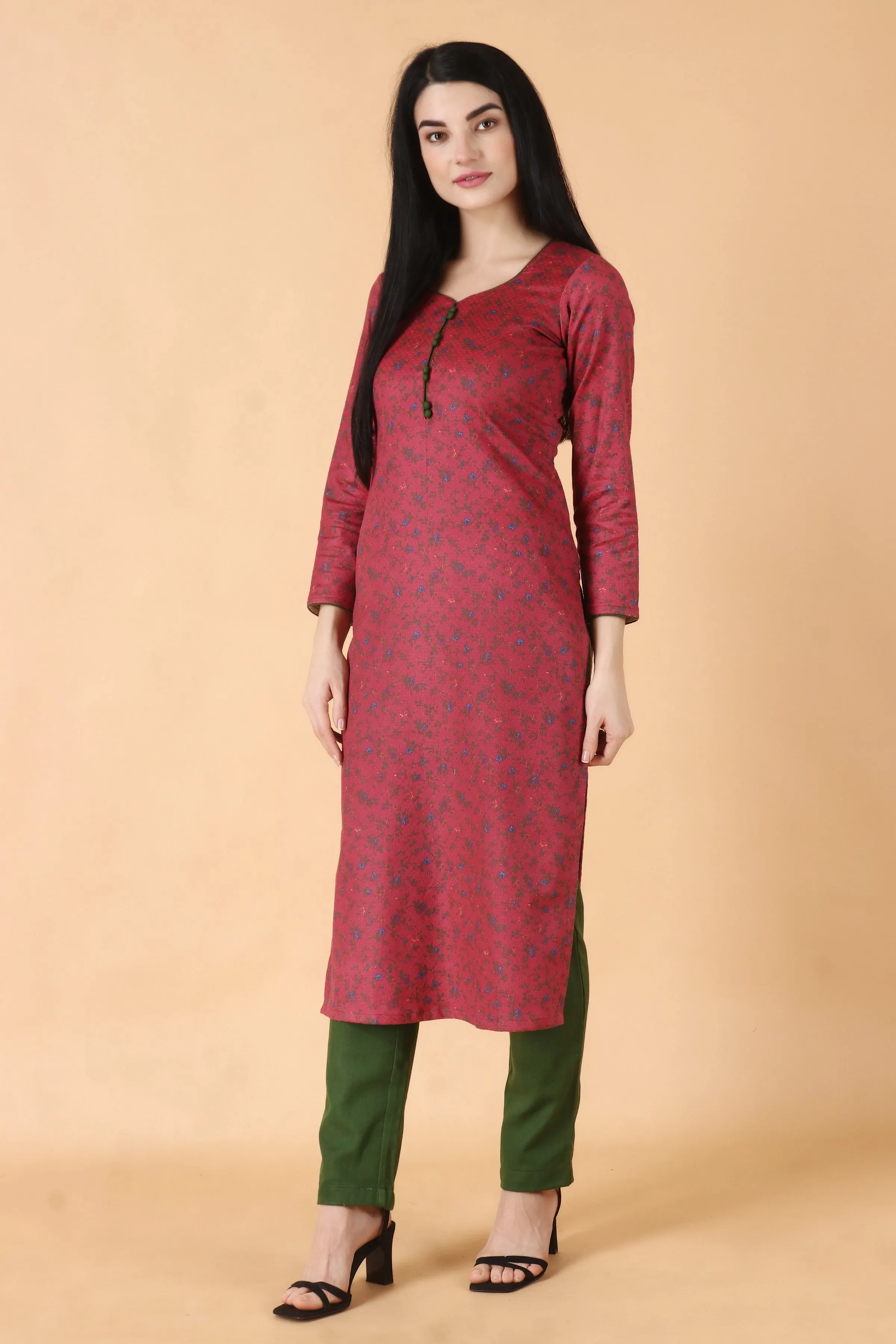 Pink Carrot Woollen Kurta Set