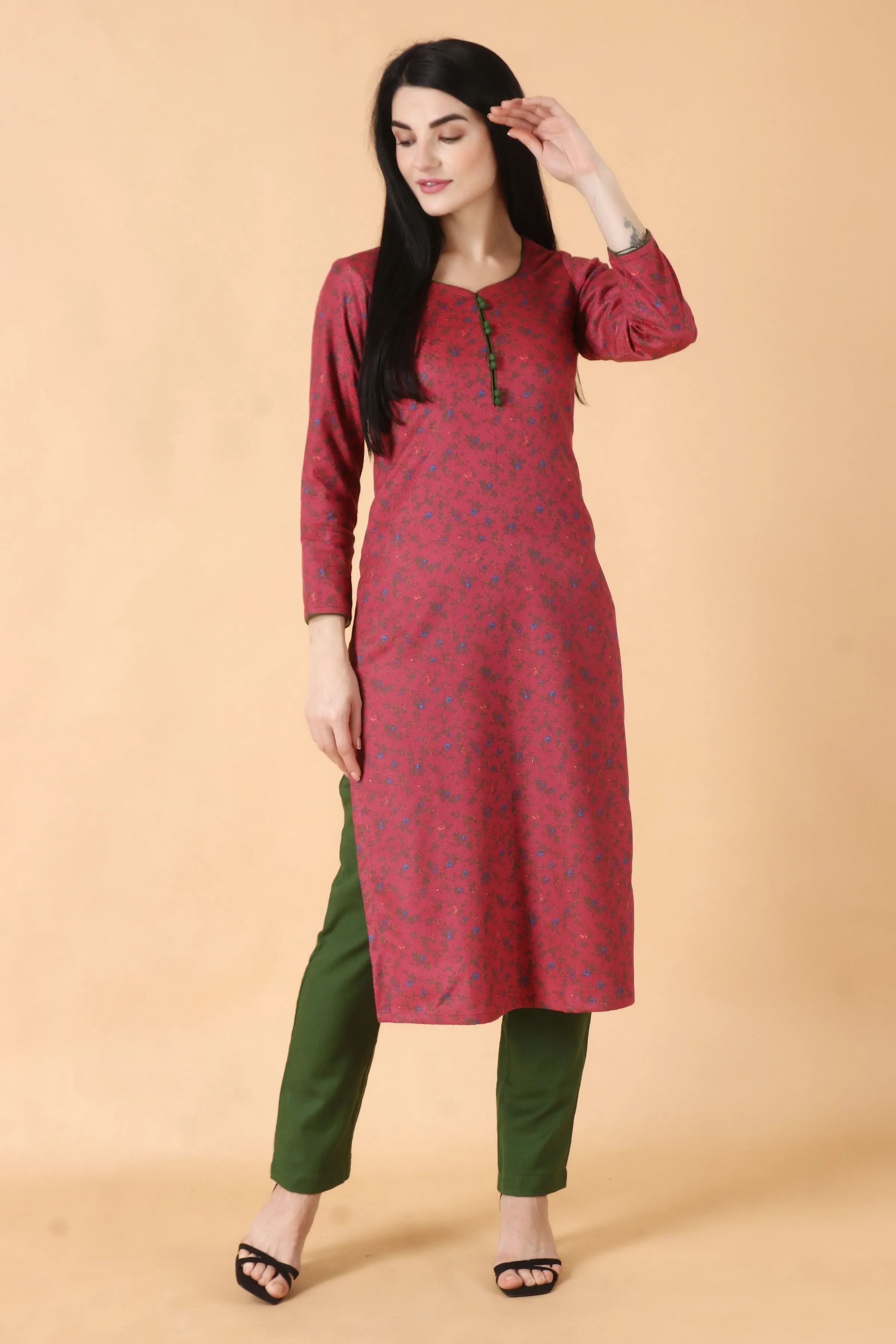 Pink Carrot Woollen Kurta Set