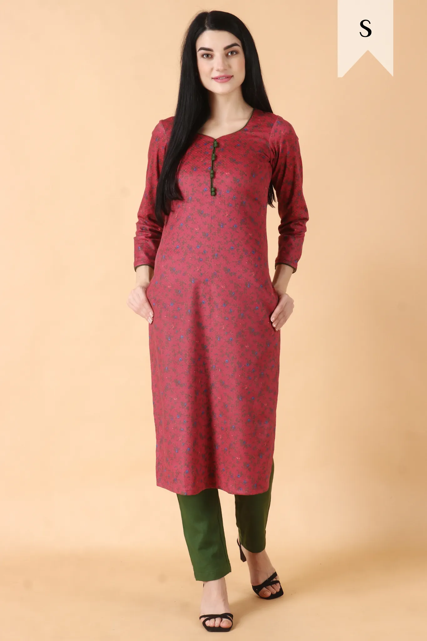 Pink Carrot Woollen Kurta Set