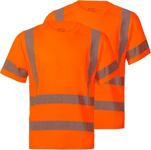ProtectX High Visibility Short Sleeve Reflective Safety T-Shirt, Men's Heavy Duty Breathable Hi Vis Shirts, Class 2 Type R