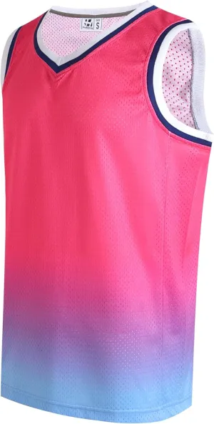Pullonsy Men's Mesh Athletic Basketball Jersey V-Neck Hip Hop Sports Shirts Fans Tank Top