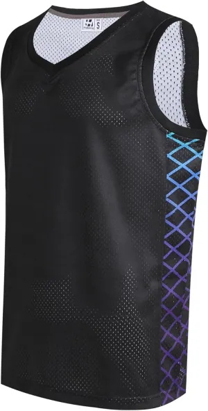 Pullonsy Men's Mesh Athletic Basketball Jersey V-Neck Hip Hop Sports Shirts Fans Tank Top