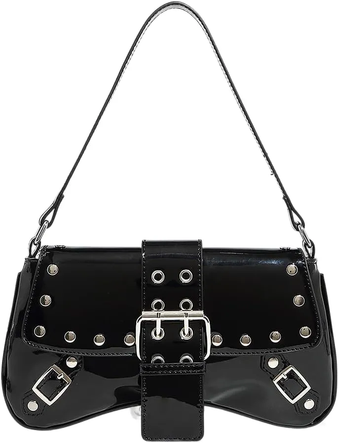 Purses for Women PU Leather Rivet Punk Hobo Purse Shoulder Bag Cute Studded Purse Womens Small Goth Bag
