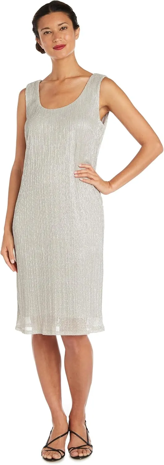 R&M Richards Womens 2PC Metallic Dress with Jacket