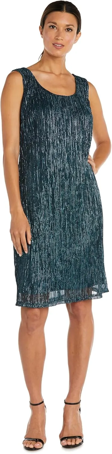 R&M Richards Womens 2PC Metallic Dress with Jacket