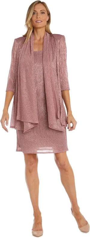 R&M Richards Womens 2PC Metallic Dress with Jacket
