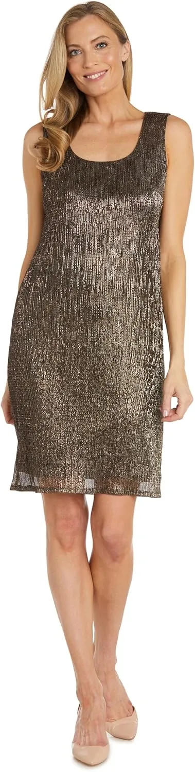 R&M Richards Womens 2PC Metallic Dress with Jacket