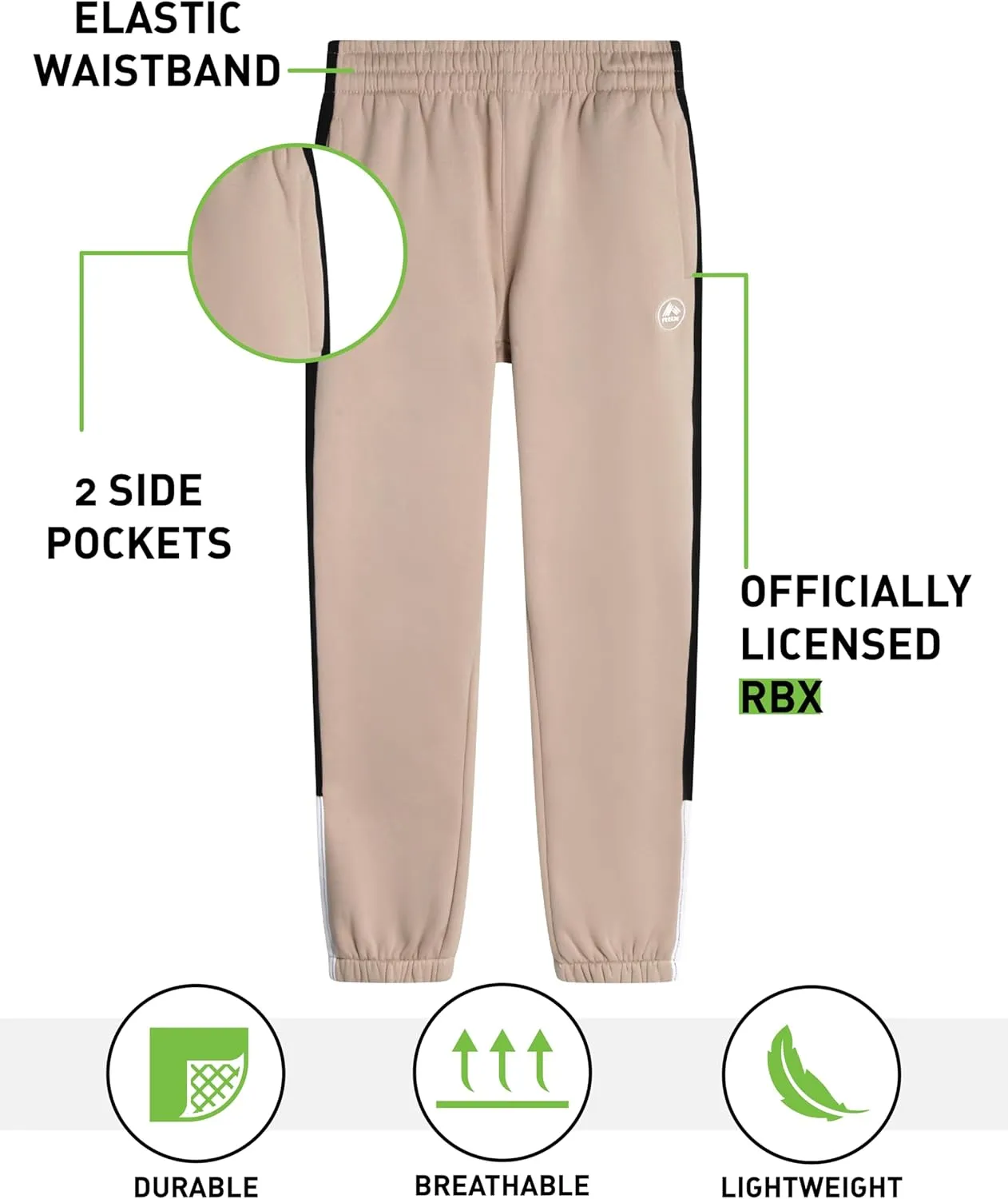 RBX Boys Sweatpants - 4 Pack Performance Fleece Basic Boys Joggers, Athletic Track Pants with Elastic Waistband (8-16),