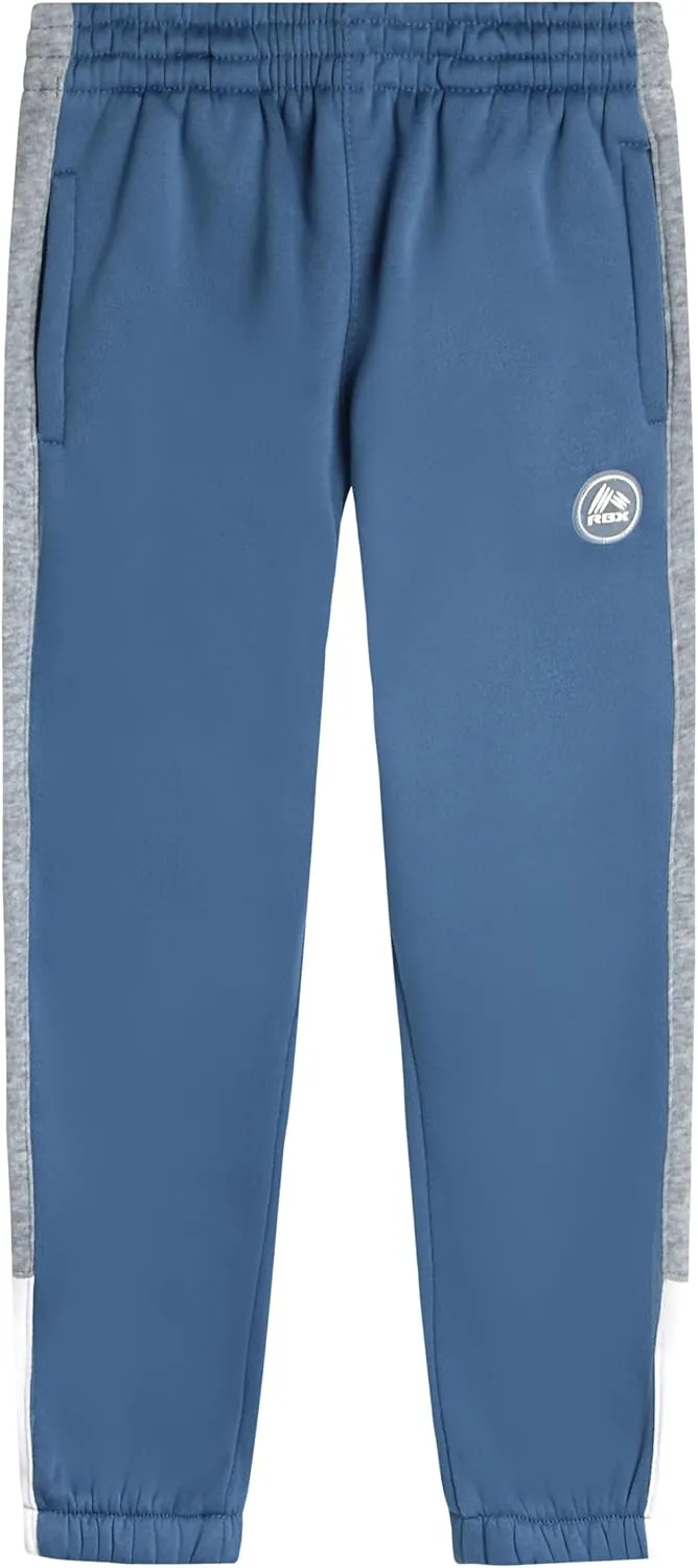 RBX Boys Sweatpants - 4 Pack Performance Fleece Basic Boys Joggers, Athletic Track Pants with Elastic Waistband (8-16),