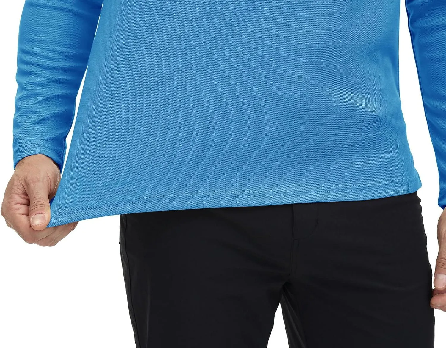 Rdruko Men's Polo with Pocket Long Sleeve Quick Dry Outdoor Golf Pullover Collared T-Shirt