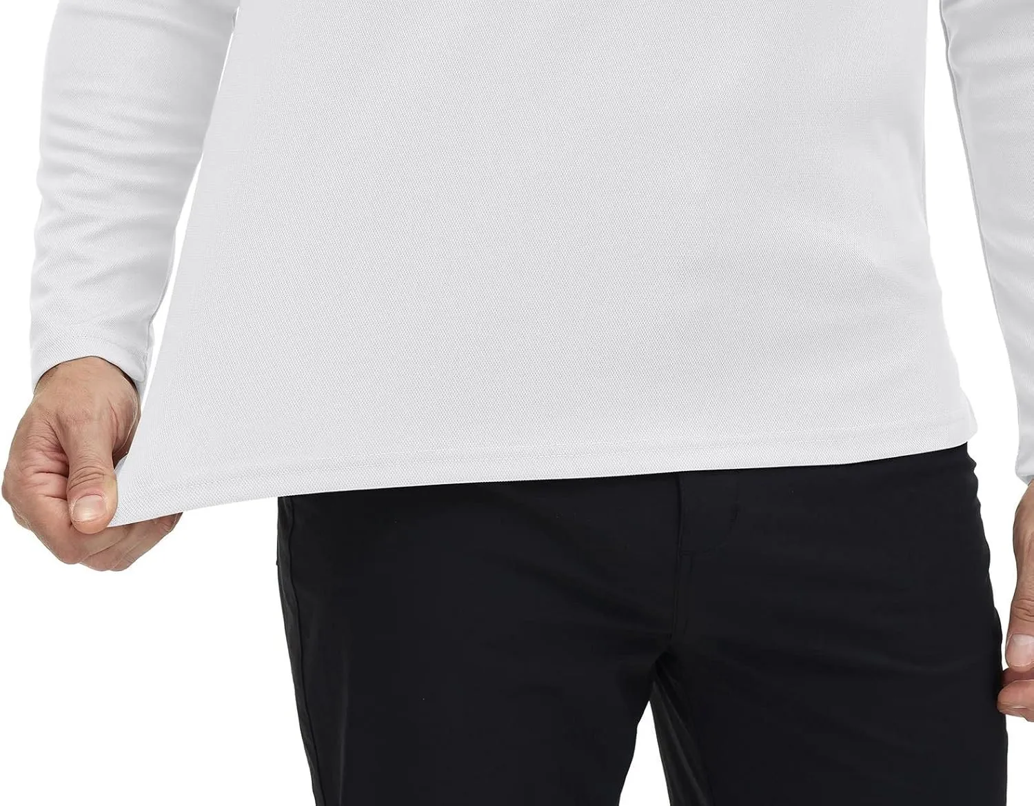 Rdruko Men's Polo with Pocket Long Sleeve Quick Dry Outdoor Golf Pullover Collared T-Shirt
