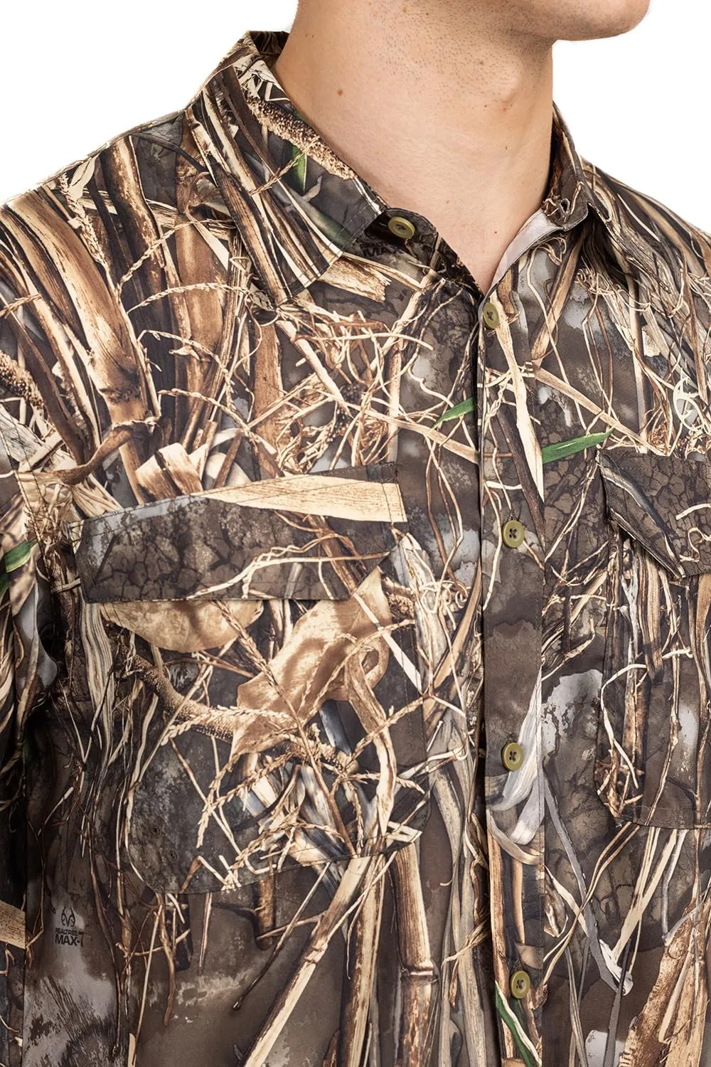 Realtree Men's Camo UV UPF 50  Sun Protection Camo Vented Breathable Fast Fry Hiking Hunting Fishing Short Sleeve Shirts