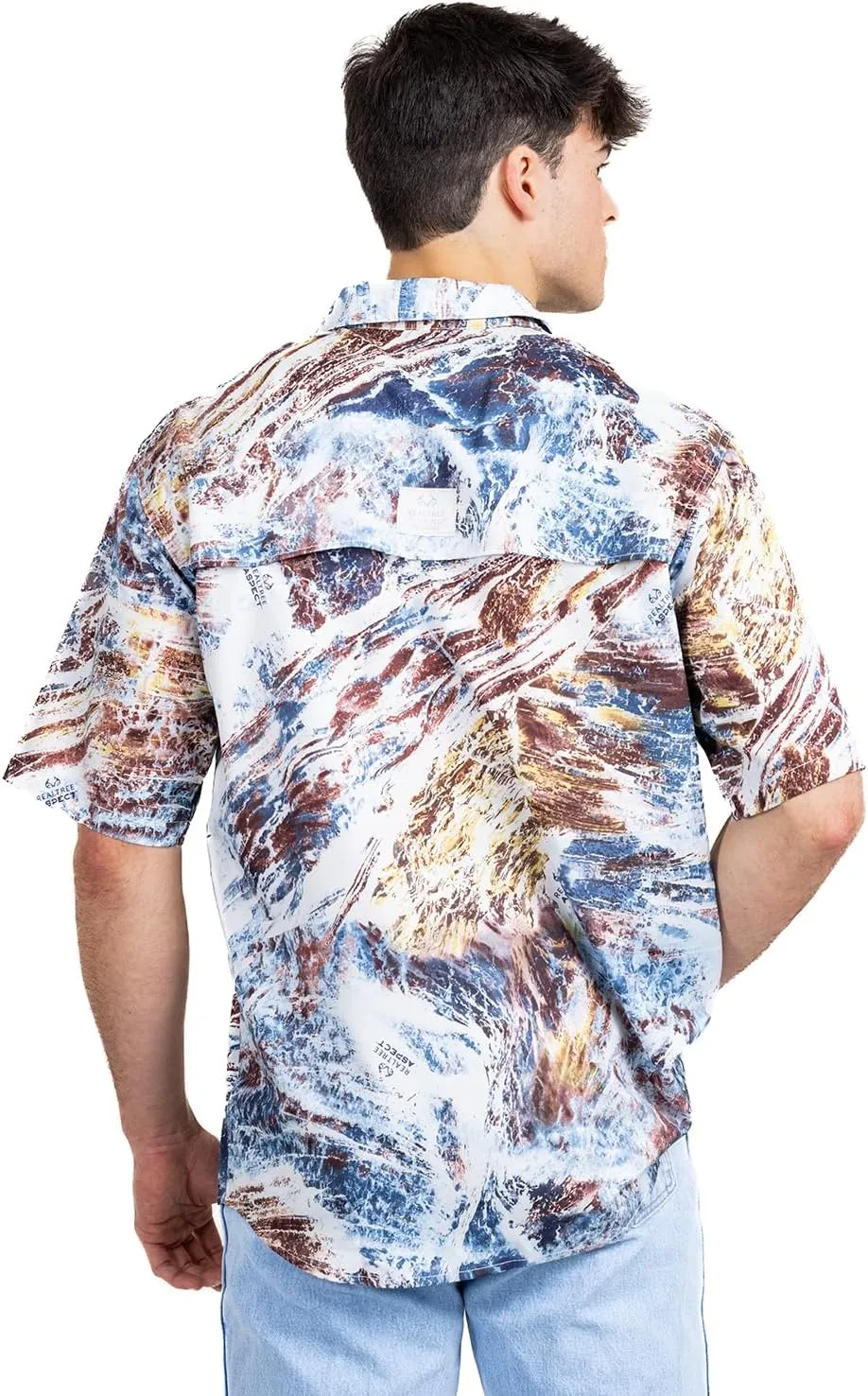 Realtree Men's Camo UV UPF 50  Sun Protection Camo Vented Breathable Fast Fry Hiking Hunting Fishing Short Sleeve Shirts