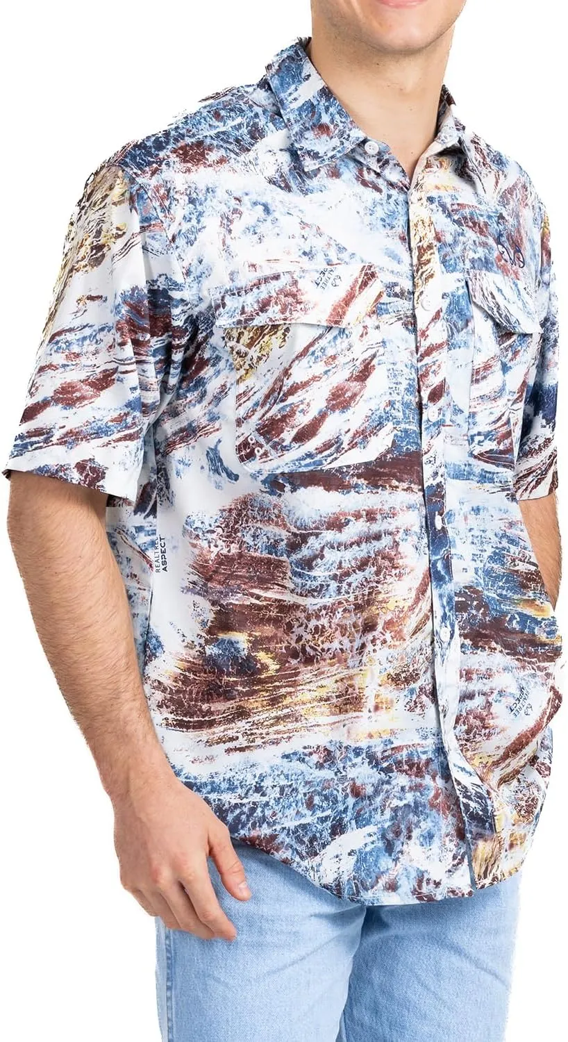 Realtree Men's Camo UV UPF 50  Sun Protection Camo Vented Breathable Fast Fry Hiking Hunting Fishing Short Sleeve Shirts