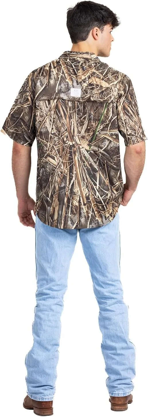 Realtree Men's Camo UV UPF 50  Sun Protection Camo Vented Breathable Fast Fry Hiking Hunting Fishing Short Sleeve Shirts
