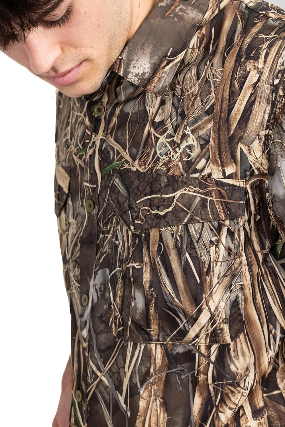 Realtree Men's Camo UV UPF 50  Sun Protection Camo Vented Breathable Fast Fry Hiking Hunting Fishing Short Sleeve Shirts
