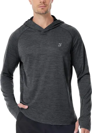 Roadbox UPF 50  Fishing Shirts for Men, Long Sleeve SPF UV Sun Protection Hoodie with Thumb Holes Swim Running Rash Guard