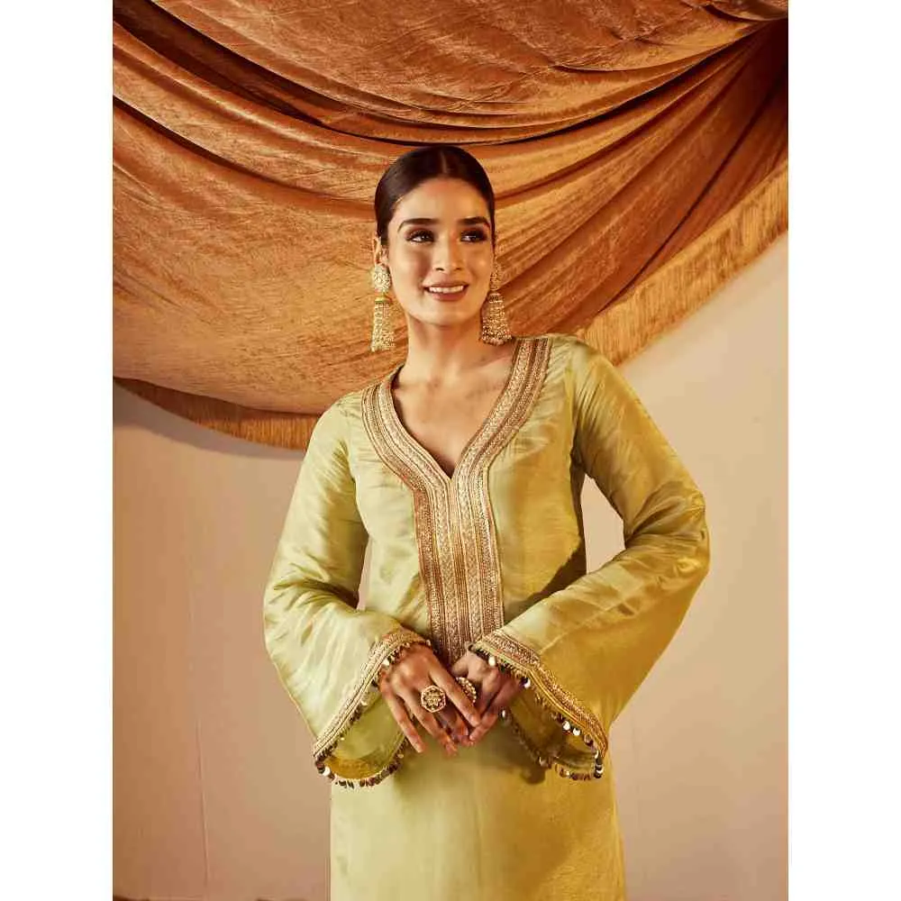 Roze Sakina Green Kurta (Set of 3)