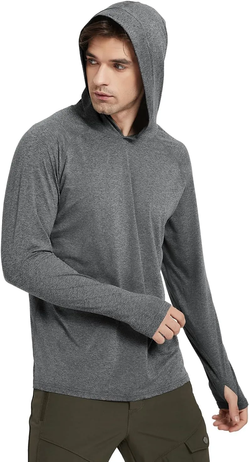 Safort Men's UPF 50  Sun Protection Hoodie Shirt Long Sleeve Rash Guard SPF Fishing Outdoor UV Hiking Lightweight Shirts