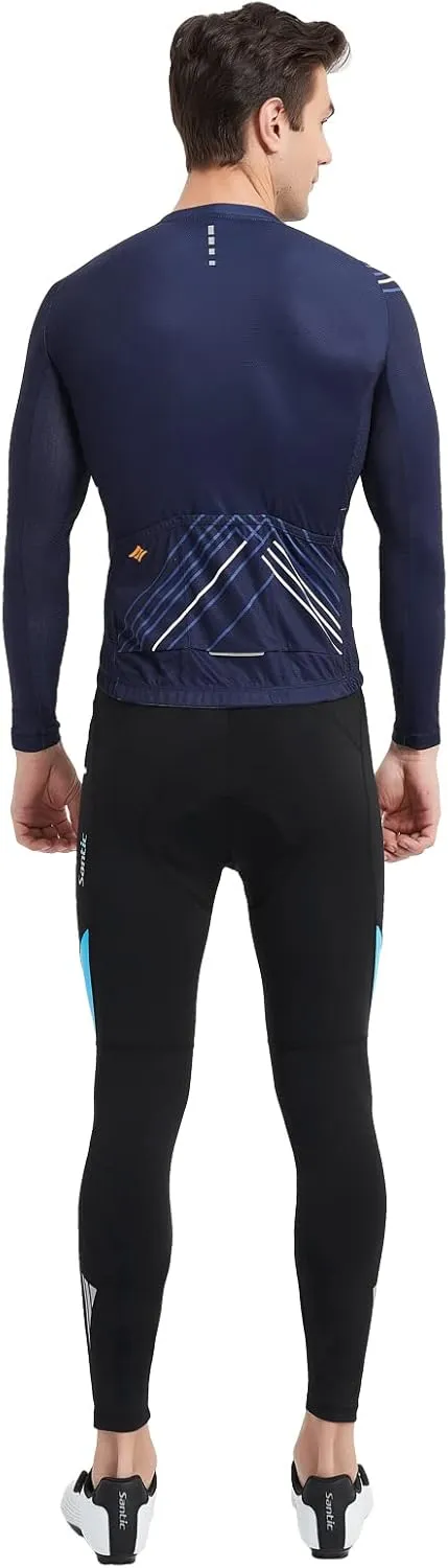 Santic Cycling Jersey Men's Long Sleeve Tops Mountain Bike Shirts Bicycle Jacket with Pockets