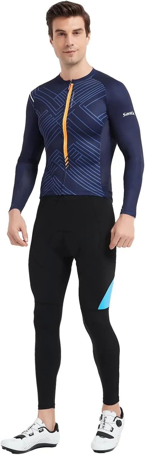Santic Cycling Jersey Men's Long Sleeve Tops Mountain Bike Shirts Bicycle Jacket with Pockets