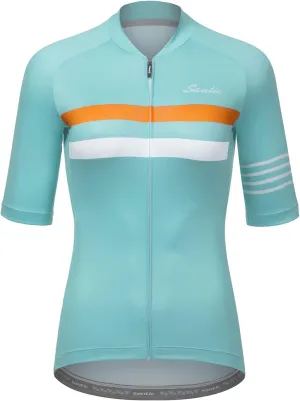 Santic Cycling Jersey Women's Shorts Sleeve Tops Bike Shirts Bicycle Jacket Full Zip with Pockets Andrea