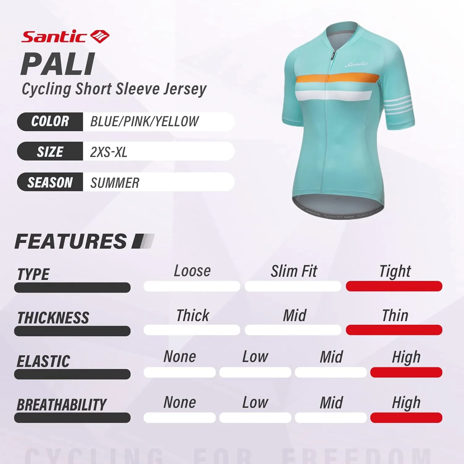 Santic Cycling Jersey Women's Shorts Sleeve Tops Bike Shirts Bicycle Jacket Full Zip with Pockets Andrea