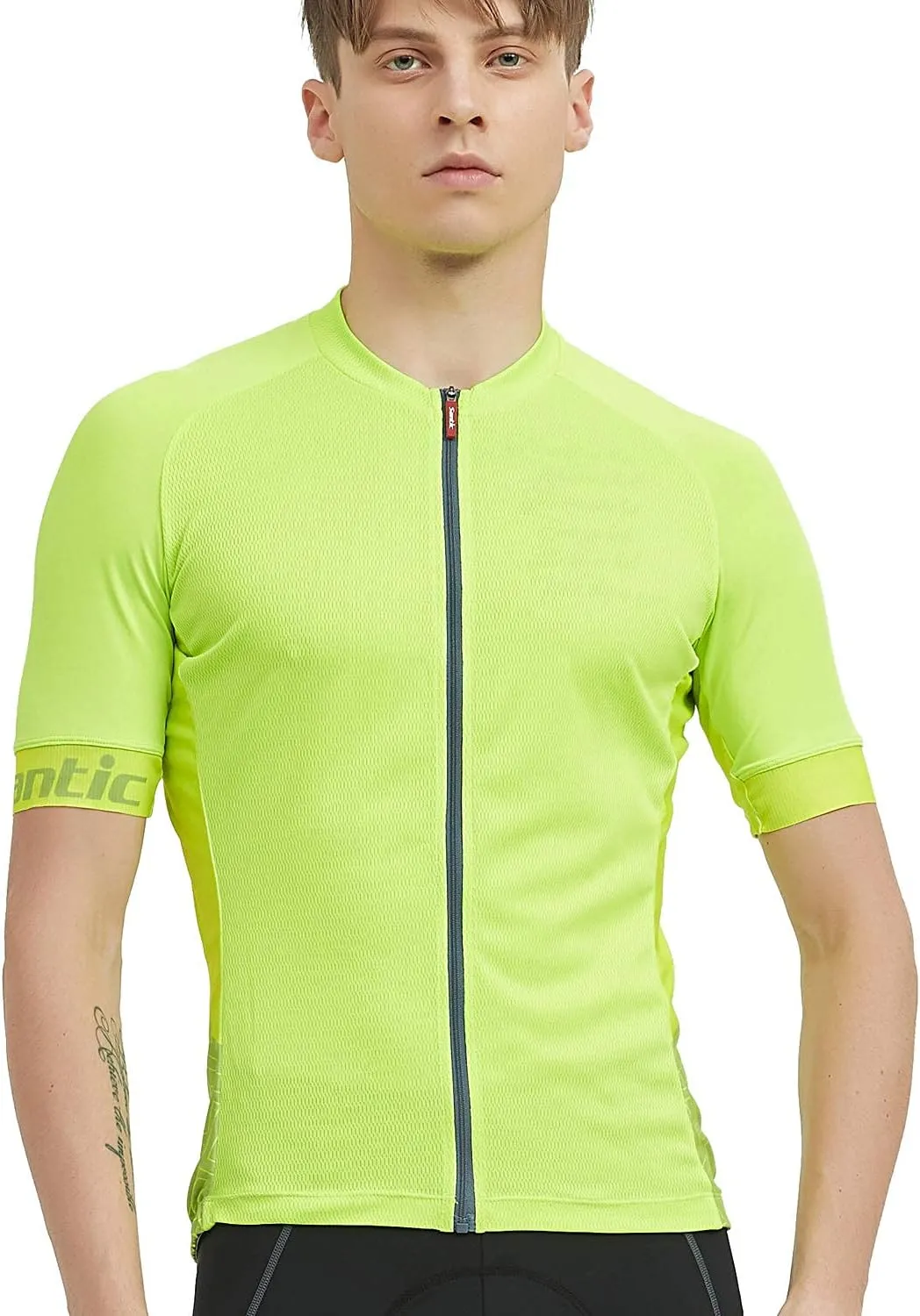Santic Mens Cycling Jersey Short Sleeve Bike Shirts for Men Bicycle Jacket with Pockets Breathable & Quick Dry Yorkson