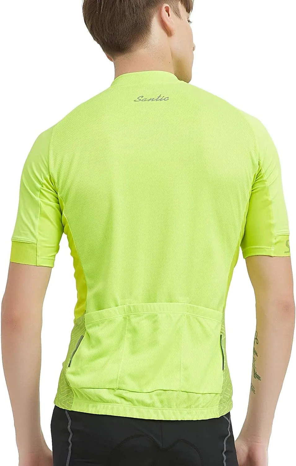 Santic Mens Cycling Jersey Short Sleeve Bike Shirts for Men Bicycle Jacket with Pockets Breathable & Quick Dry Yorkson