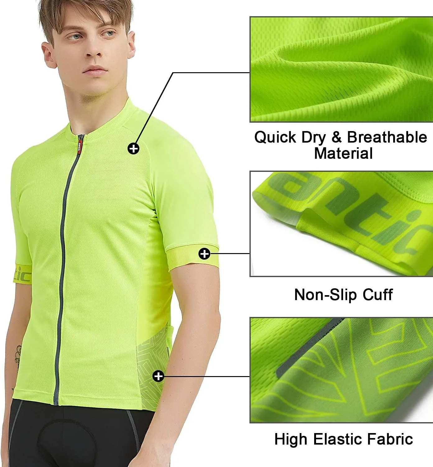 Santic Mens Cycling Jersey Short Sleeve Bike Shirts for Men Bicycle Jacket with Pockets Breathable & Quick Dry Yorkson