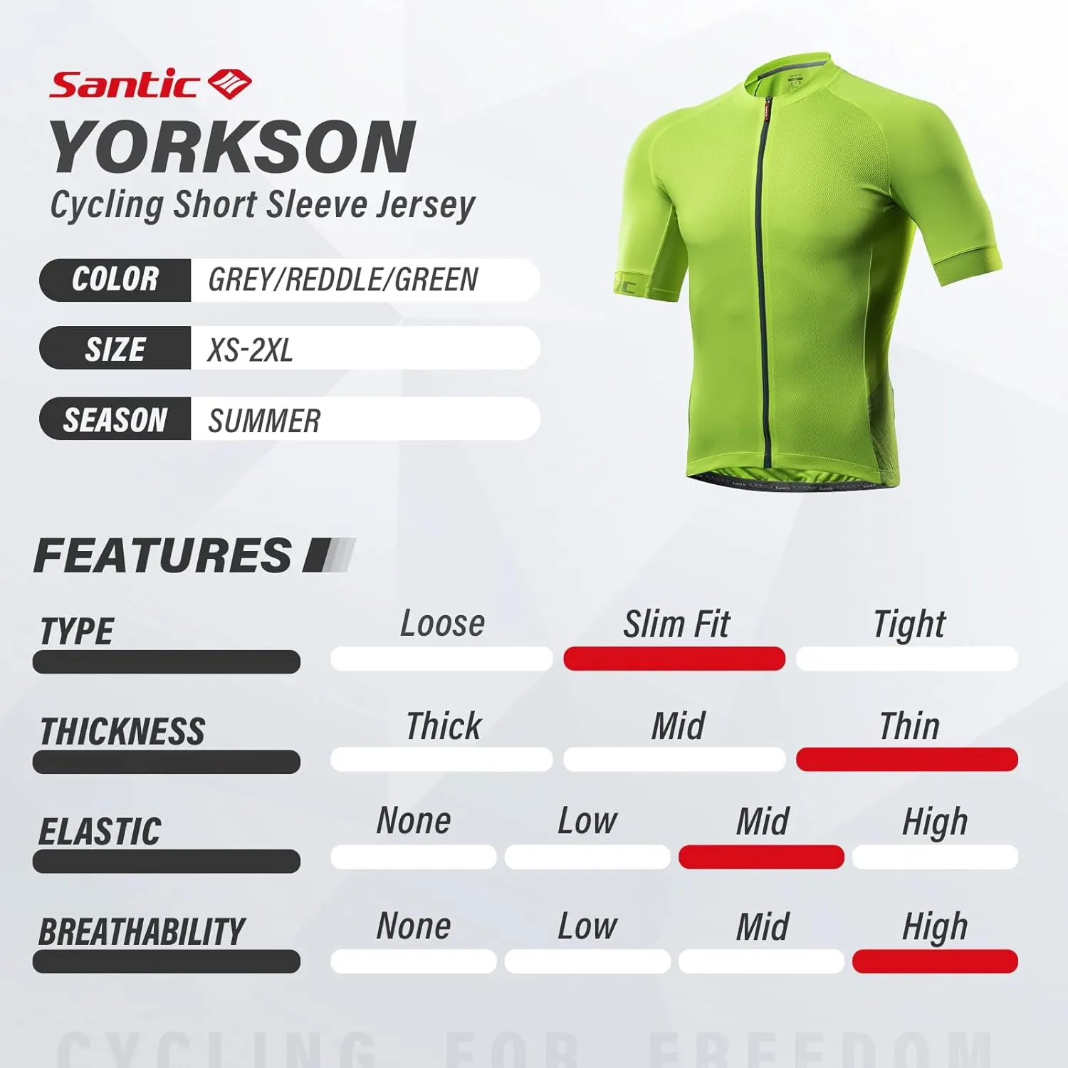 Santic Mens Cycling Jersey Short Sleeve Bike Shirts for Men Bicycle Jacket with Pockets Breathable & Quick Dry Yorkson