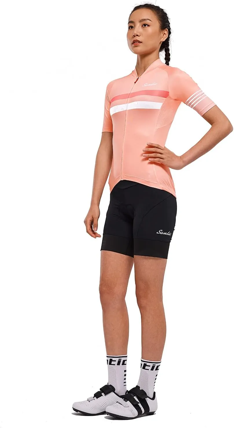 Santic Women's Cycling Jersey Long Sleeve Bike Jersey Biking Shirts Bicycle Tops with Three Pockets