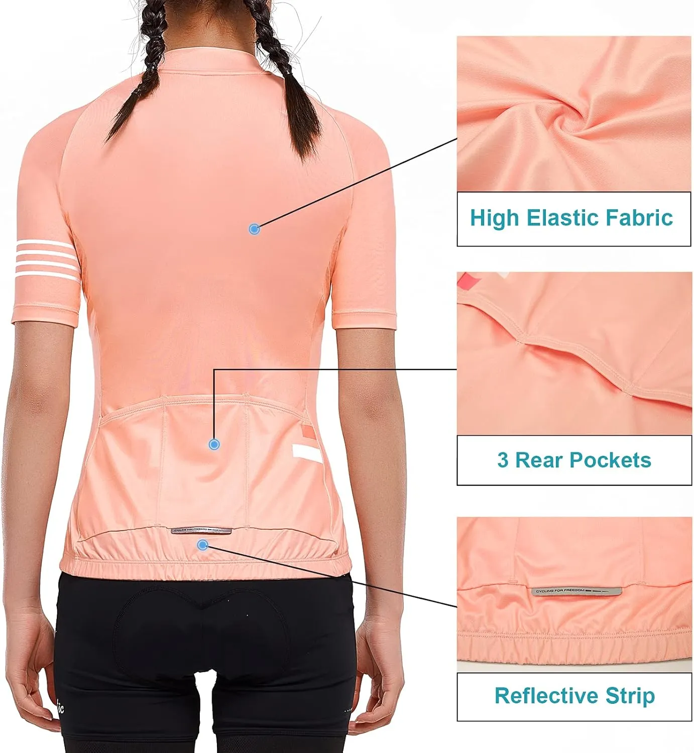 Santic Women's Cycling Jersey Long Sleeve Bike Jersey Biking Shirts Bicycle Tops with Three Pockets