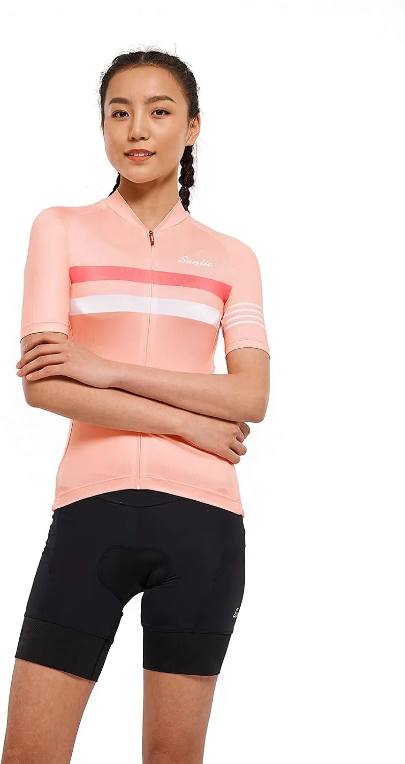 Santic Women's Cycling Jersey Long Sleeve Bike Jersey Biking Shirts Bicycle Tops with Three Pockets
