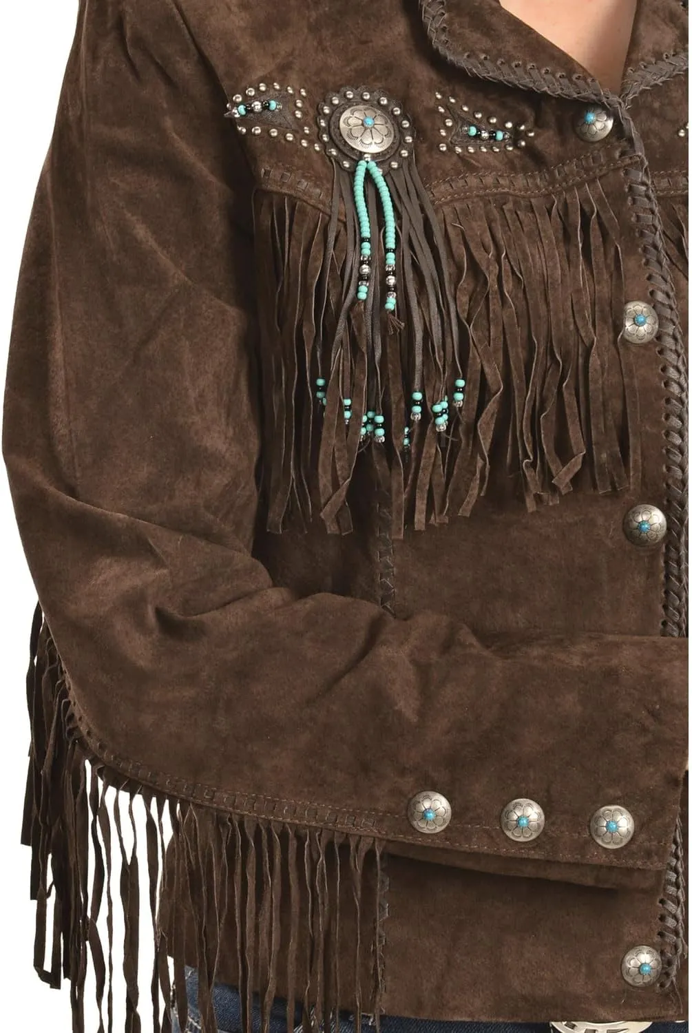 Scully Women's Fringe and Beaded Boar Suede Leather Jacket - L152-86