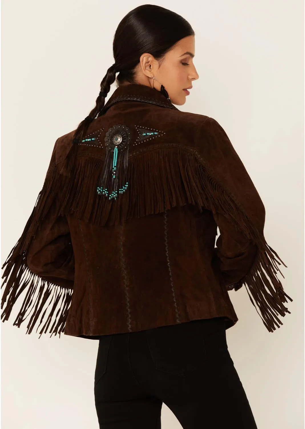 Scully Women's Fringe and Beaded Boar Suede Leather Jacket - L152-86