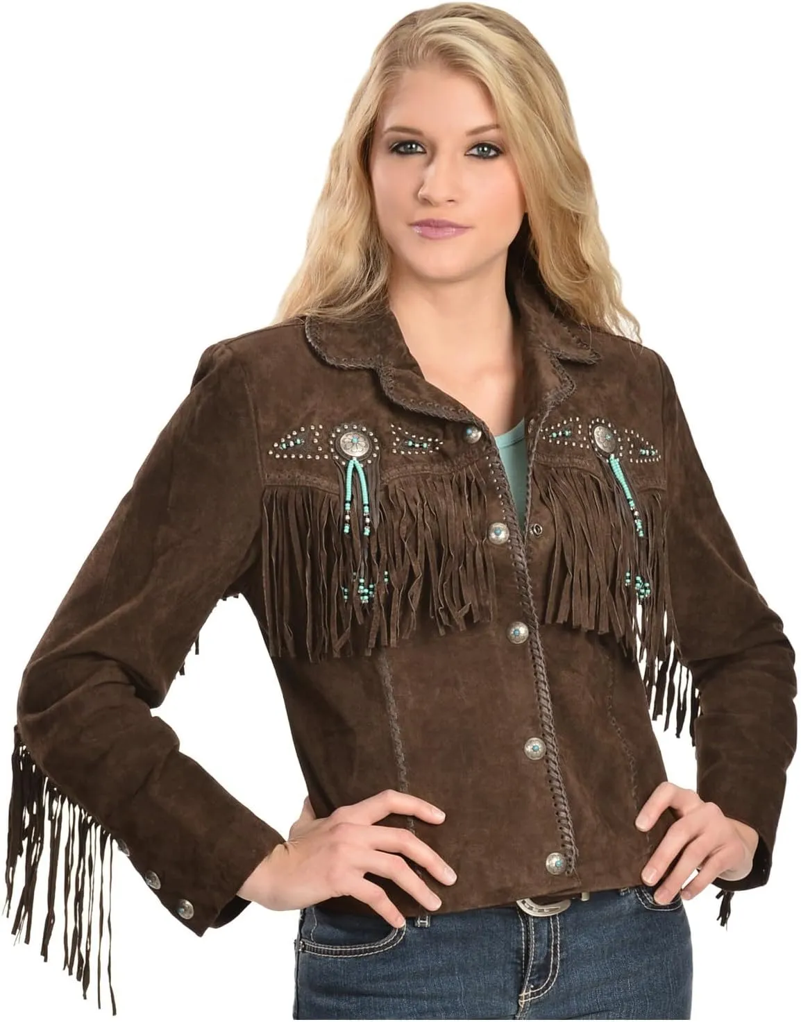 Scully Women's Fringe and Beaded Boar Suede Leather Jacket - L152-86