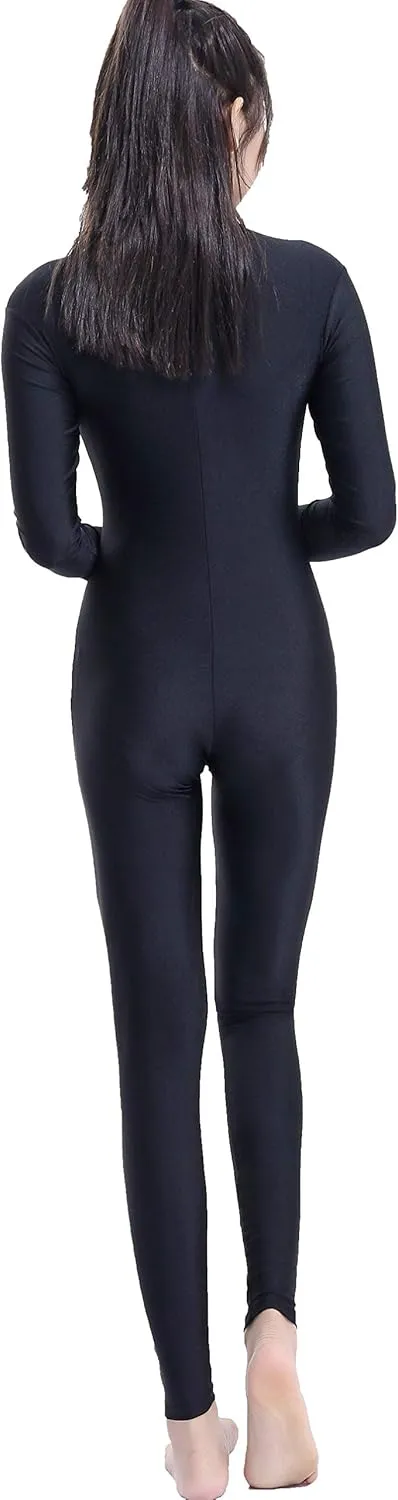 speerise Women's Jumpsuits Long Sleeve Zipper Turtleneck One Piece Bodycon for Yoga Clubwear