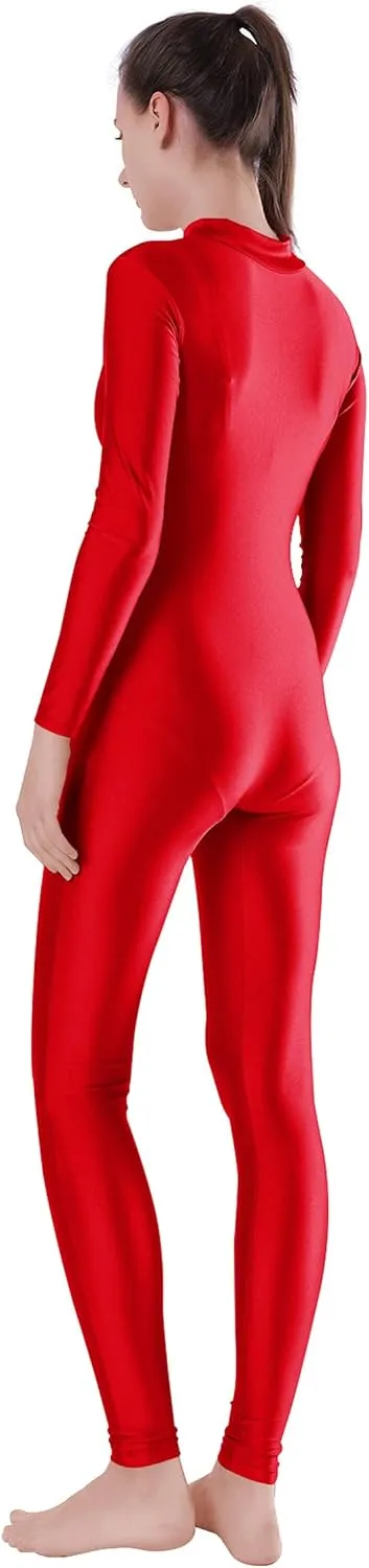 speerise Women's Jumpsuits Long Sleeve Zipper Turtleneck One Piece Bodycon for Yoga Clubwear