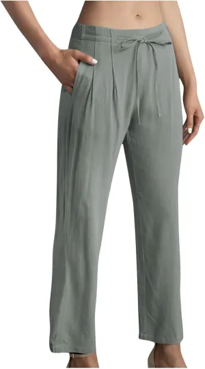 Straight Leg Pants for Women Cotton Linen Drawstring Waist Palazzo Pants Summer Fashion Lounge Trousers