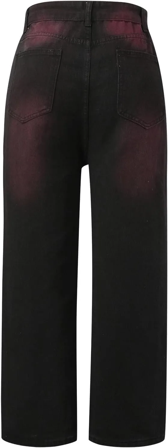 Straight Wide Leg Jeans for Women High Waisted Boyfriends Vintage Baggy Denim Pants Loose Streetwear Casual Trousers