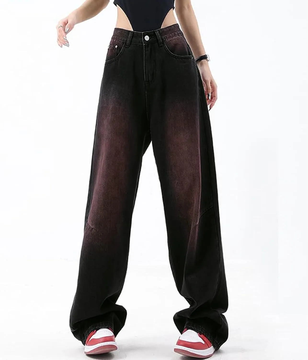 Straight Wide Leg Jeans for Women High Waisted Boyfriends Vintage Baggy Denim Pants Loose Streetwear Casual Trousers