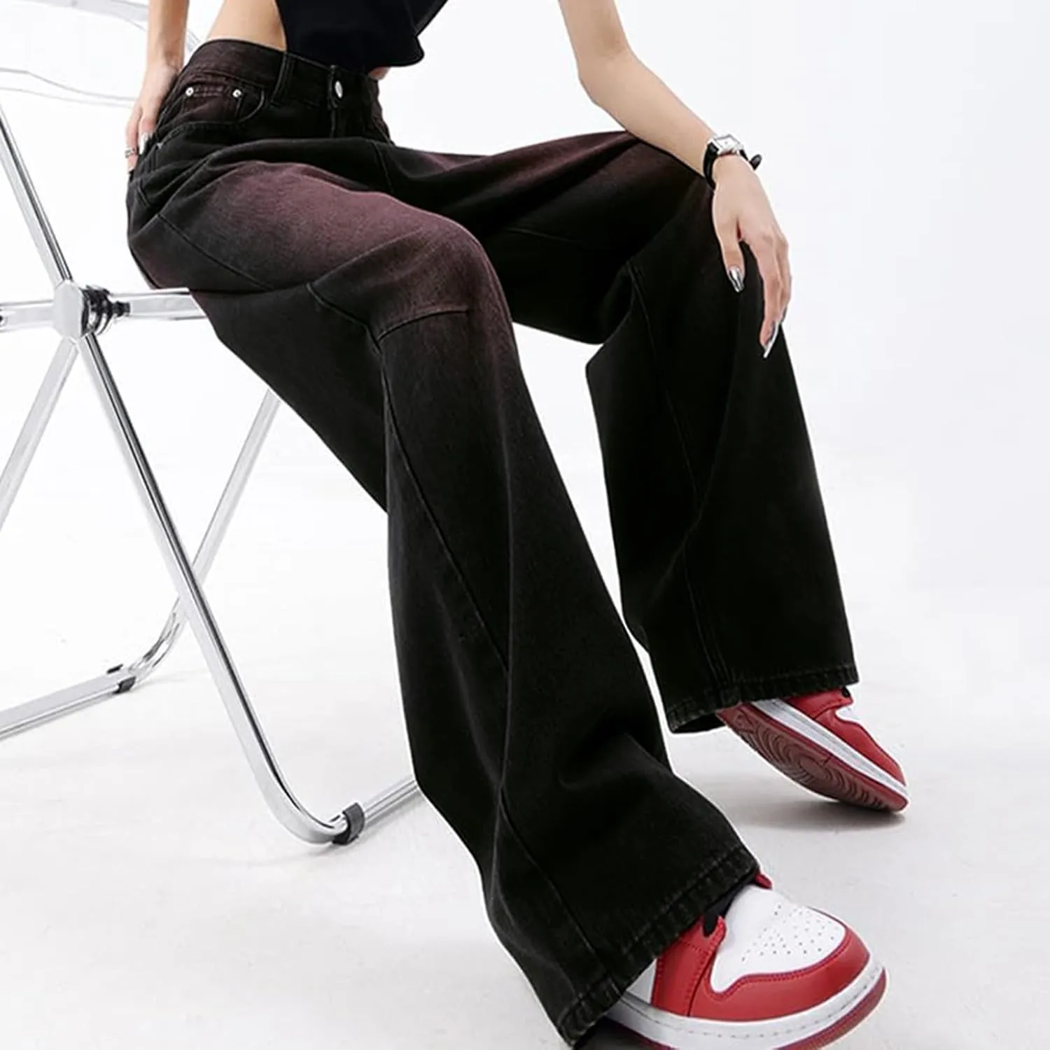 Straight Wide Leg Jeans for Women High Waisted Boyfriends Vintage Baggy Denim Pants Loose Streetwear Casual Trousers