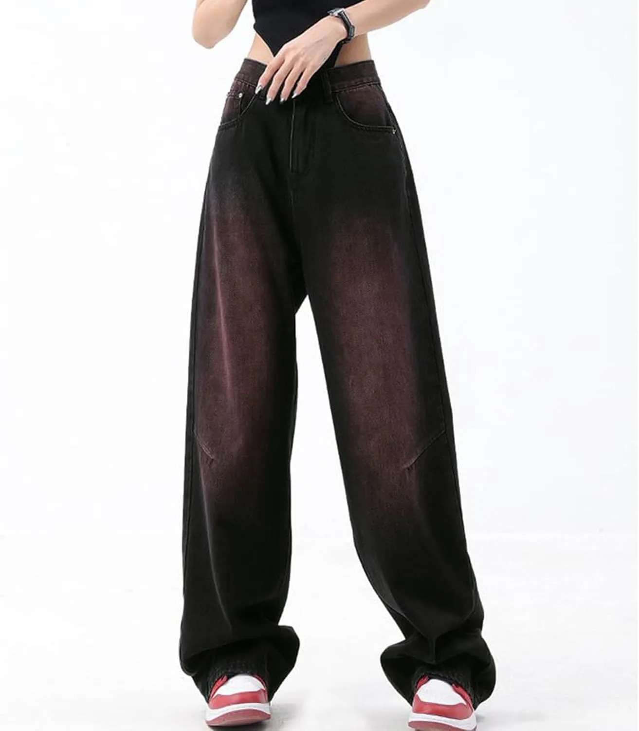 Straight Wide Leg Jeans for Women High Waisted Boyfriends Vintage Baggy Denim Pants Loose Streetwear Casual Trousers