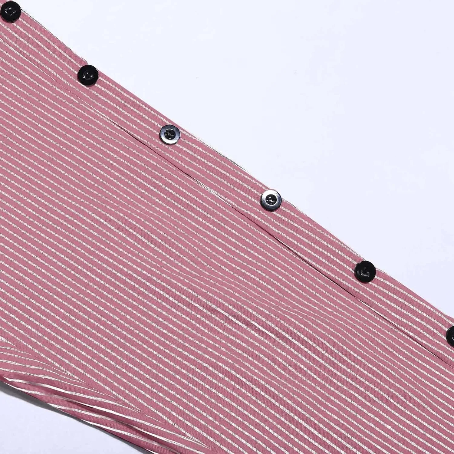 Striped Linen Pants Women Casual Capri Pants Loose Spring Summer Lightweight Drawstring Side Button Pants with Pockets