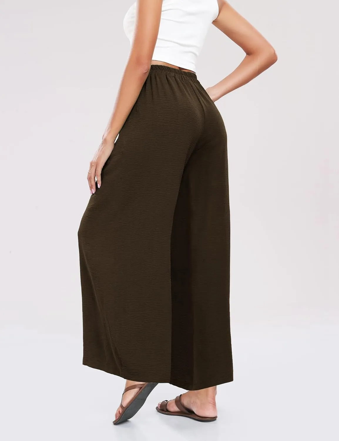 Summe Wide Leg Dress Pants for Women High Waisted Palazzo Casual Work Pants Beach Trousers with Pocket