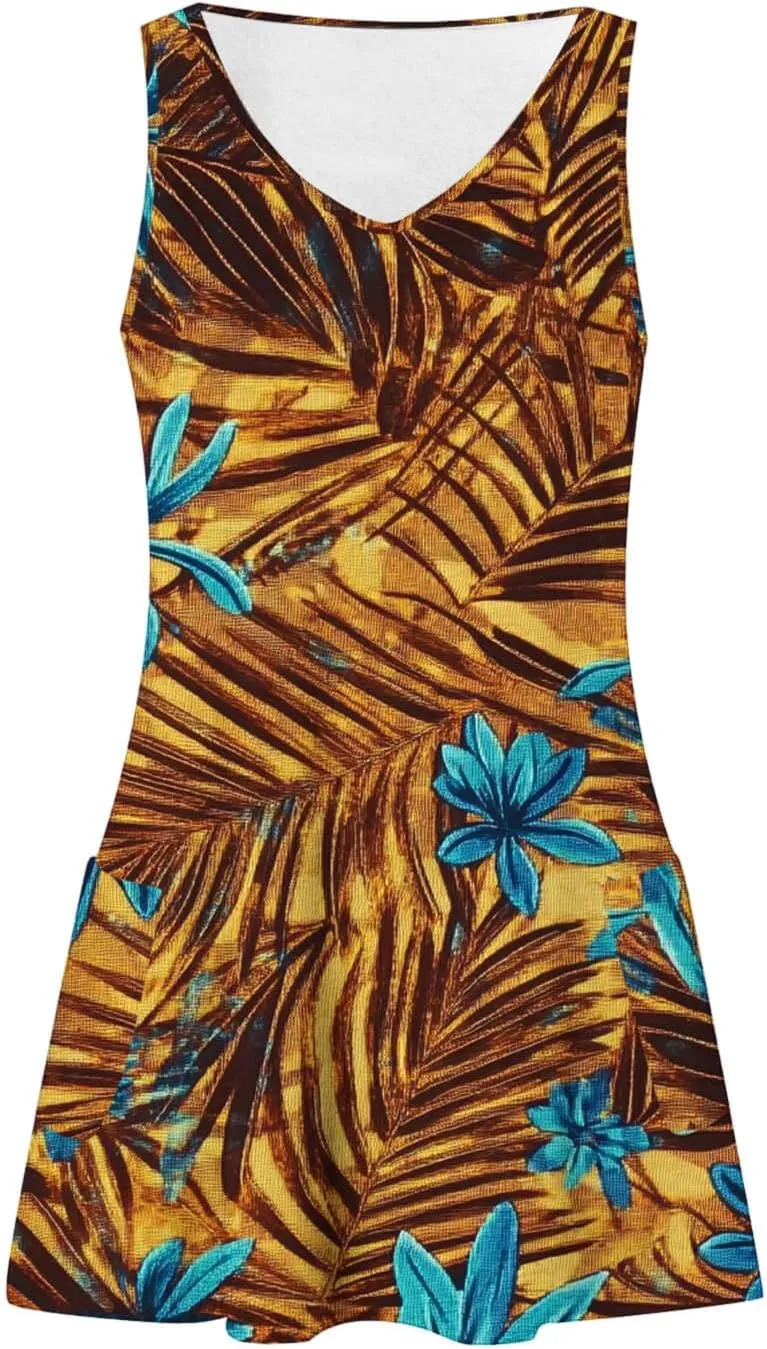 Summer Dresses 2025 Women Casual V Neck Sleeveless Sundresses Hawaiian Tank Dress Boho Beach Dresses Swimsuit Coverup