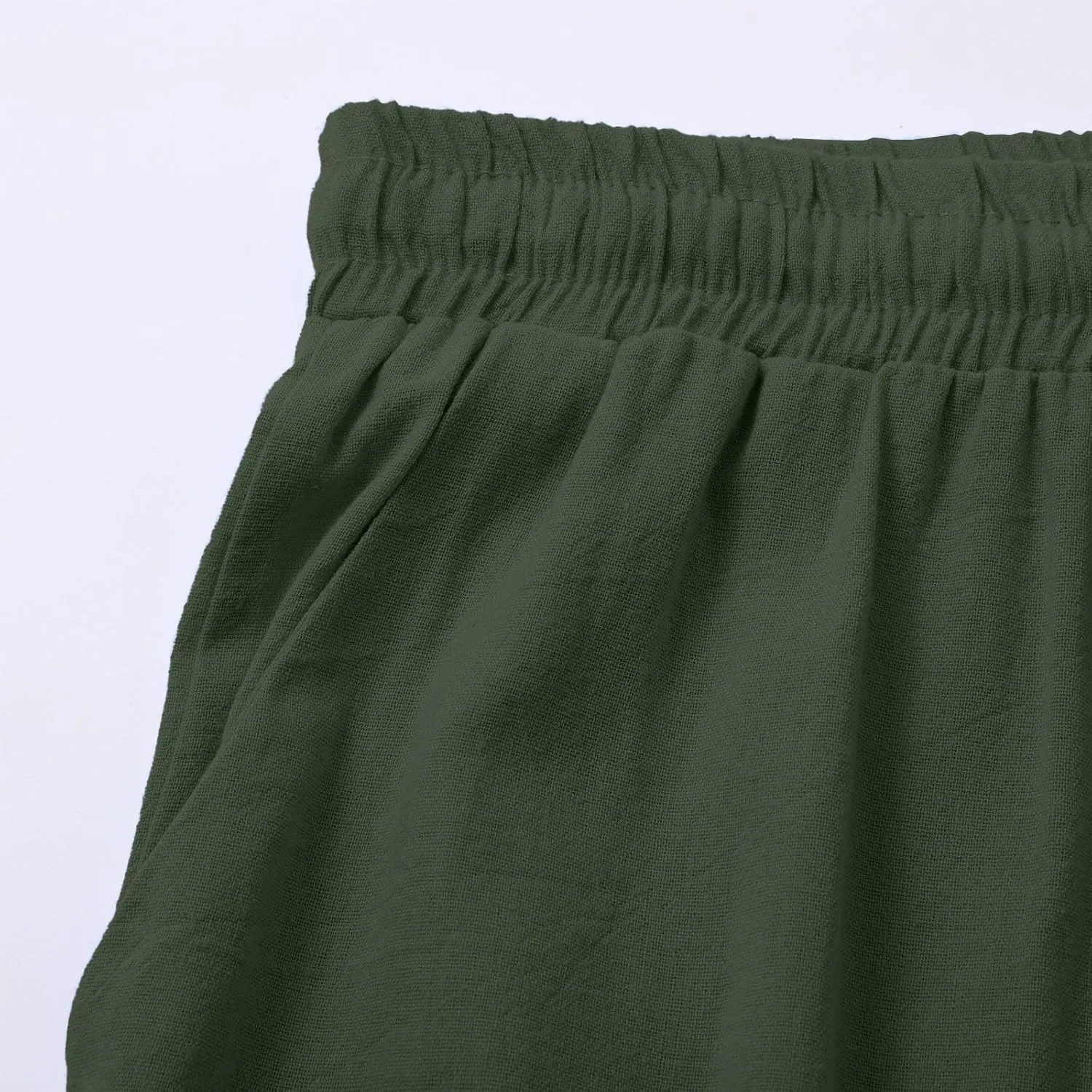Summer Linen Pants for Women Wide Leg Palazzo Flowy Pants Casual Loose High Waisted Drawstring Solid Lounge Trousers