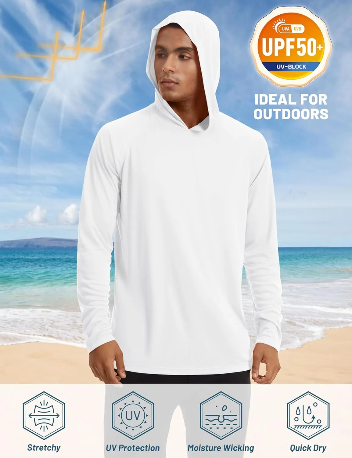 TACVASEN Mens Sun Protection Shirts UPF 50  Rash Guard for Men Long Sleeve Lightweight SPF UV Hoodie Swimming Hiking