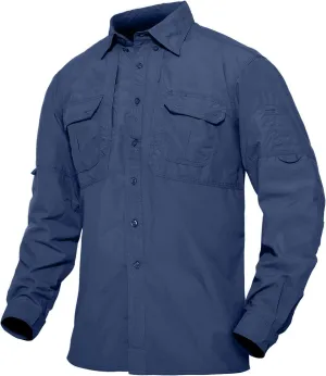 TACVASEN Men's Tactical Shirts Long Sleeve Quick Dry Breathable Button Down Fishing Work Safari Hiking Camping Hunting